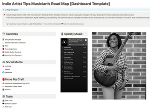 The Musician’s Roadmap Notion Template - Songs, Distribution, and Marketing